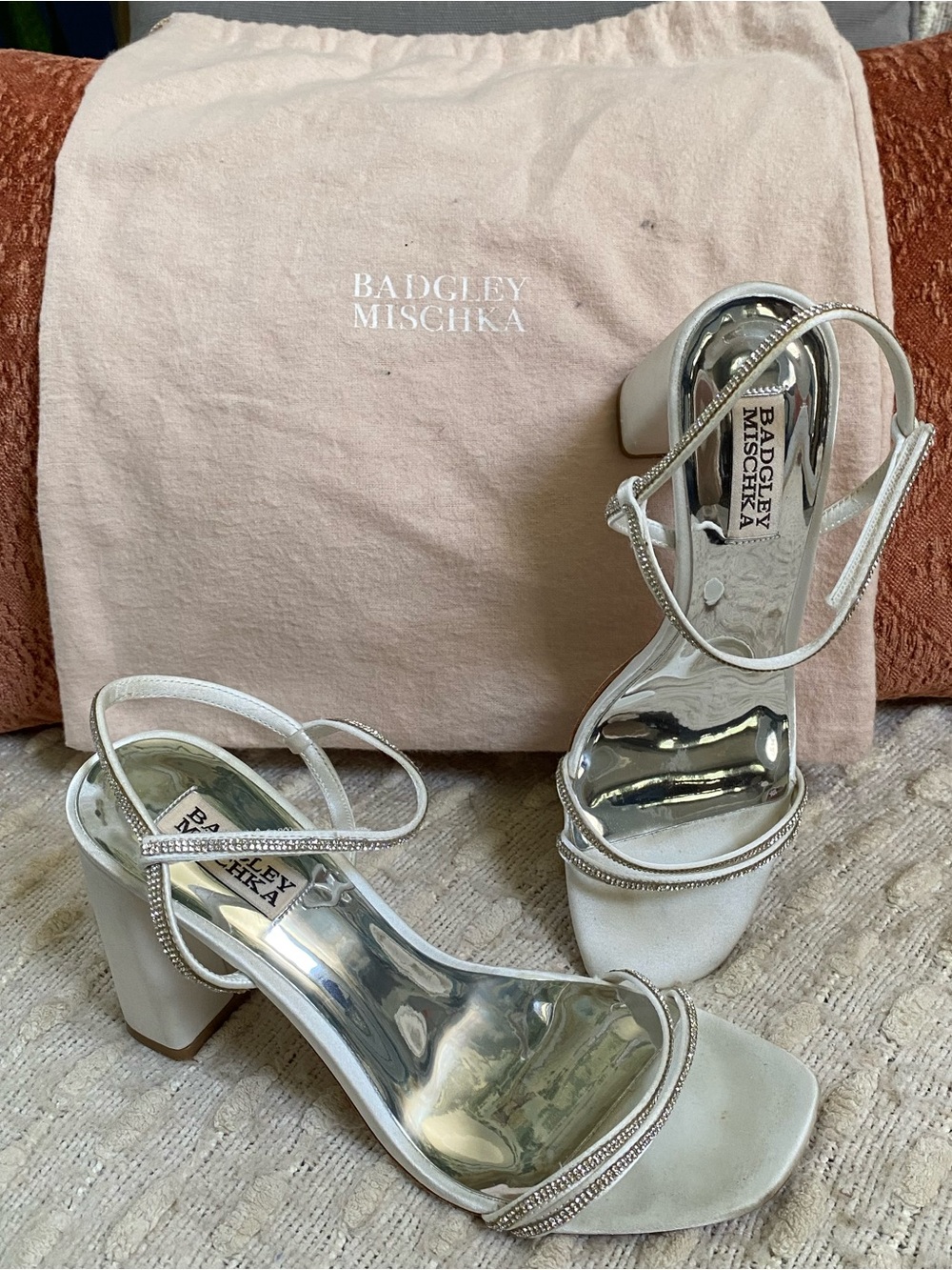 {Badgley Mischka} Strappy Satin Heels